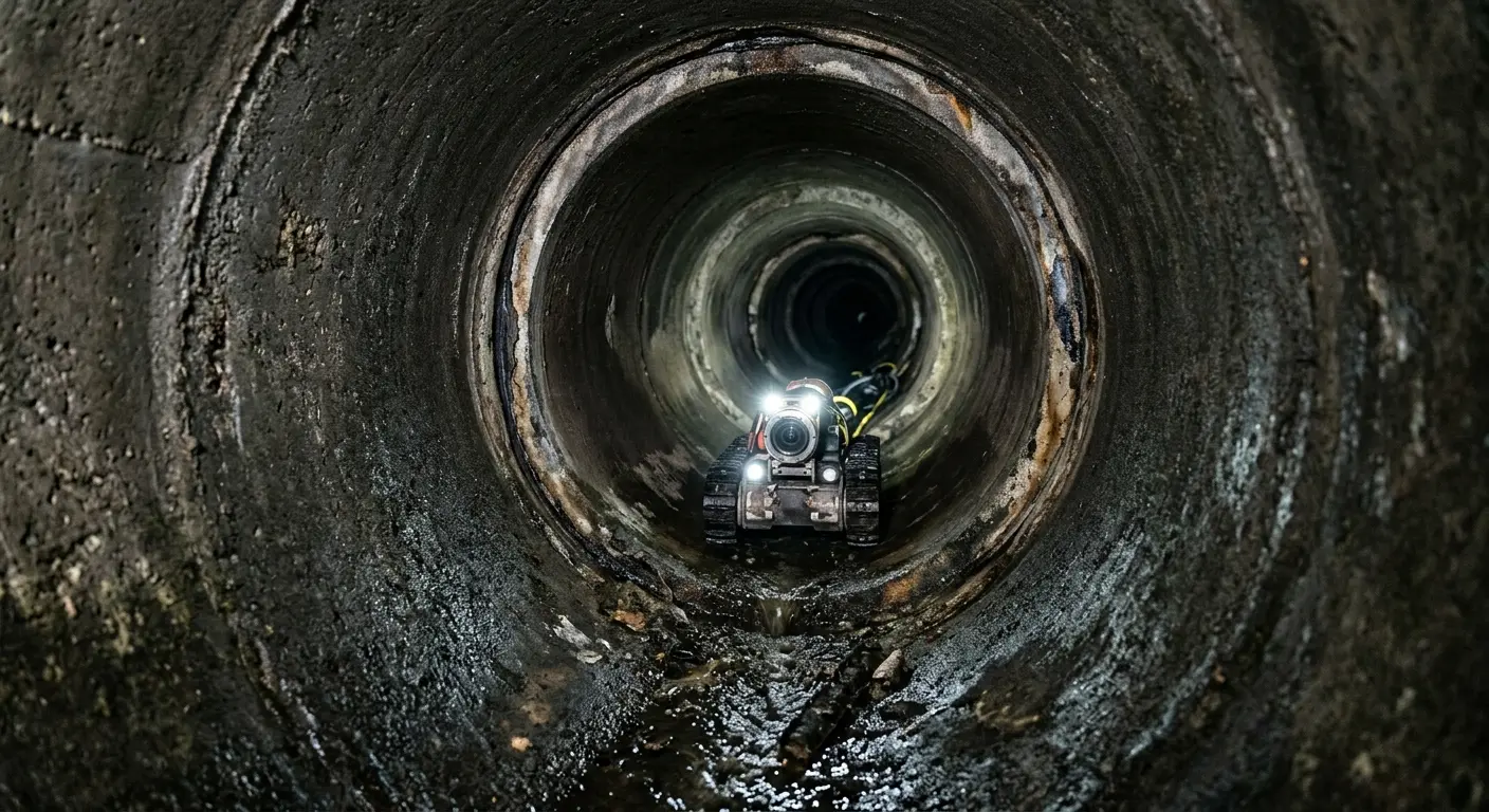 Robotic sewer camera inspecting pipe interior for Drain Snake Service in Sweetwater